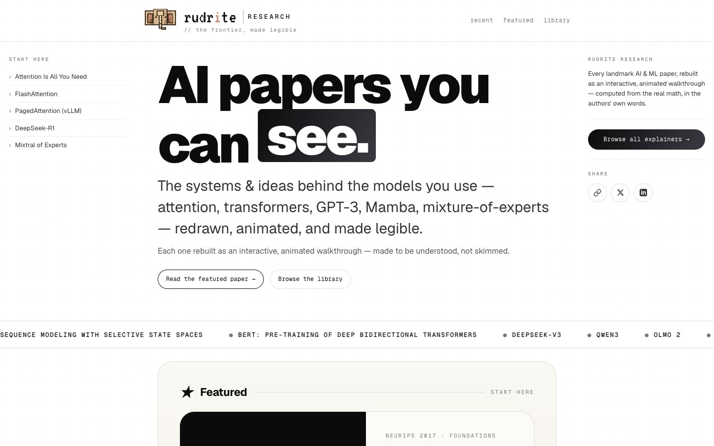 Rudrite Research — interactive paper explainers
